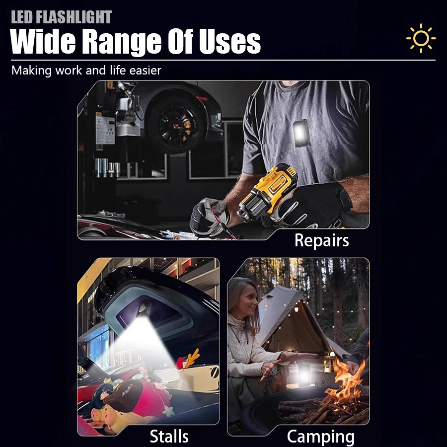 KDULIT Mini Keychain EDC Flashlight USB Rechargeable Magnetic Torch LED Pocket Torch Pen Clip Headlamp Outdoor Fishing Lantern