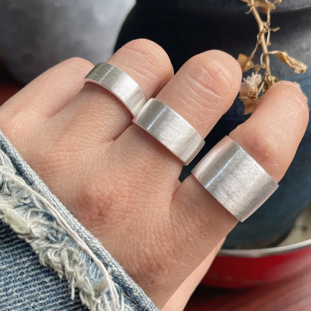 925 Sterling srebrny geometryczny serce Shinning pierścienie dla kobiet proste koreański mody otwarte regulowane pierścionek ręcznie robiony prezenty dla par