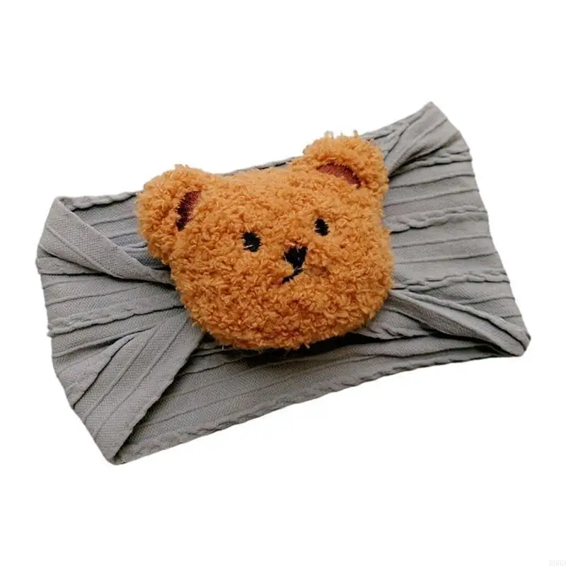 R66D الأطفال عمامة عقال الكرتون الدب الملتوية هيرباند بلون أغطية الرأس لينة وبسط الفتيات إكسسوارات الشعر #4