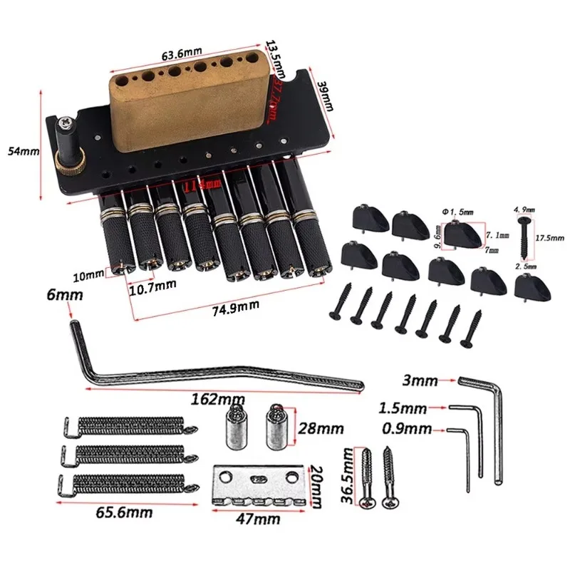 8-string headless guitar bridge vibrato system with tail plate for electric guitar replacement