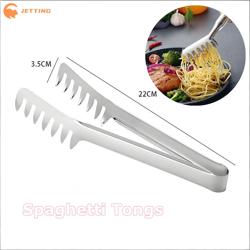 1PCS Stainless Steel Spaghetti Tongs Pasta Clip Steak Bread 