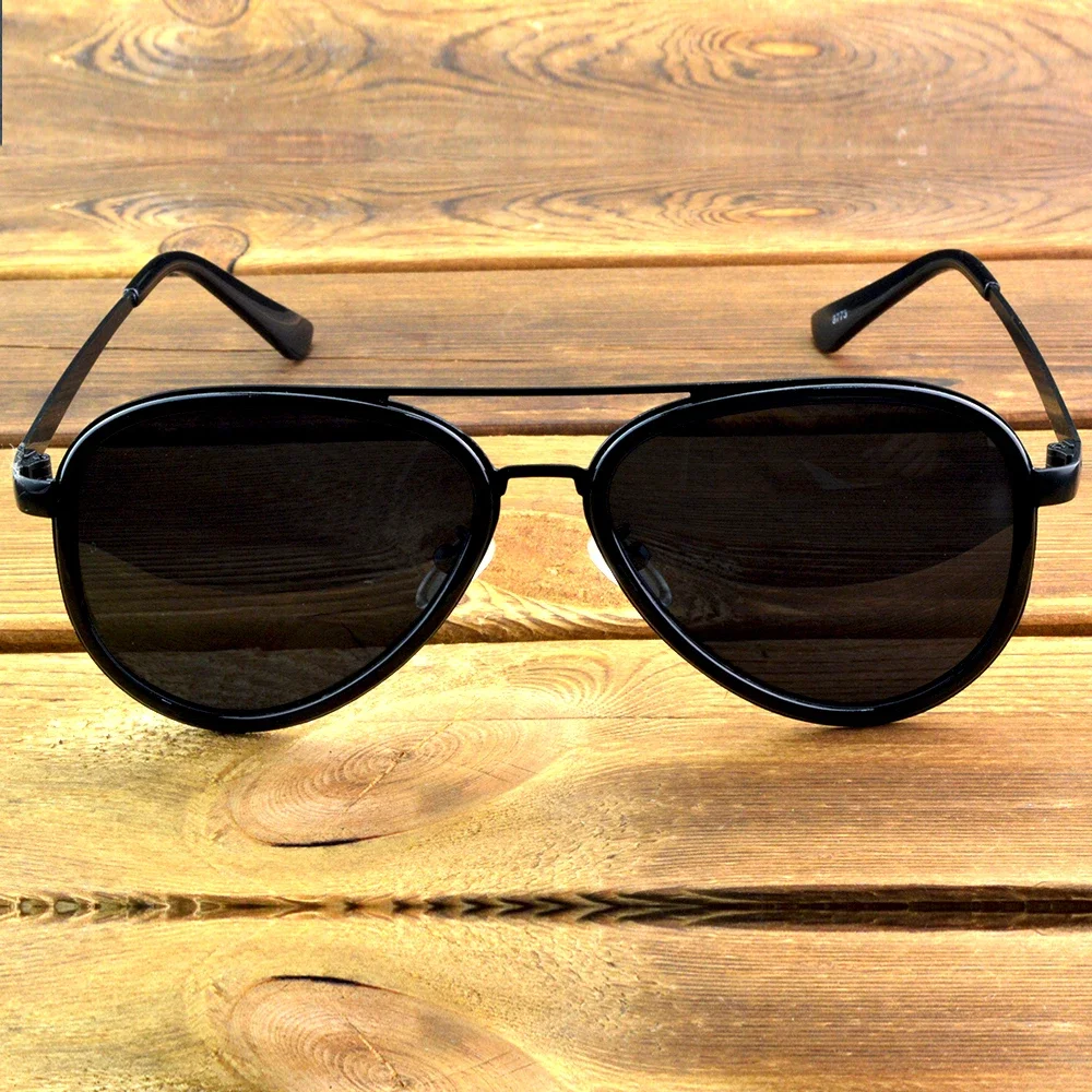 

Солнцезащитные очки-авиаторы с двойной перемычкой, поляризованные, для мужчин, черная оправа, металлическая оправа, защита от УФ-излучения, для женщин