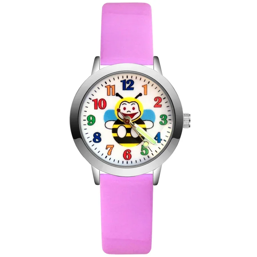 Montre arc-en-ciel en cuir à quartz pour enfants, bande dessinée, bracelet en nylon, marque de mode, cadeau d'usine en gros, étudiants, filles, garçons