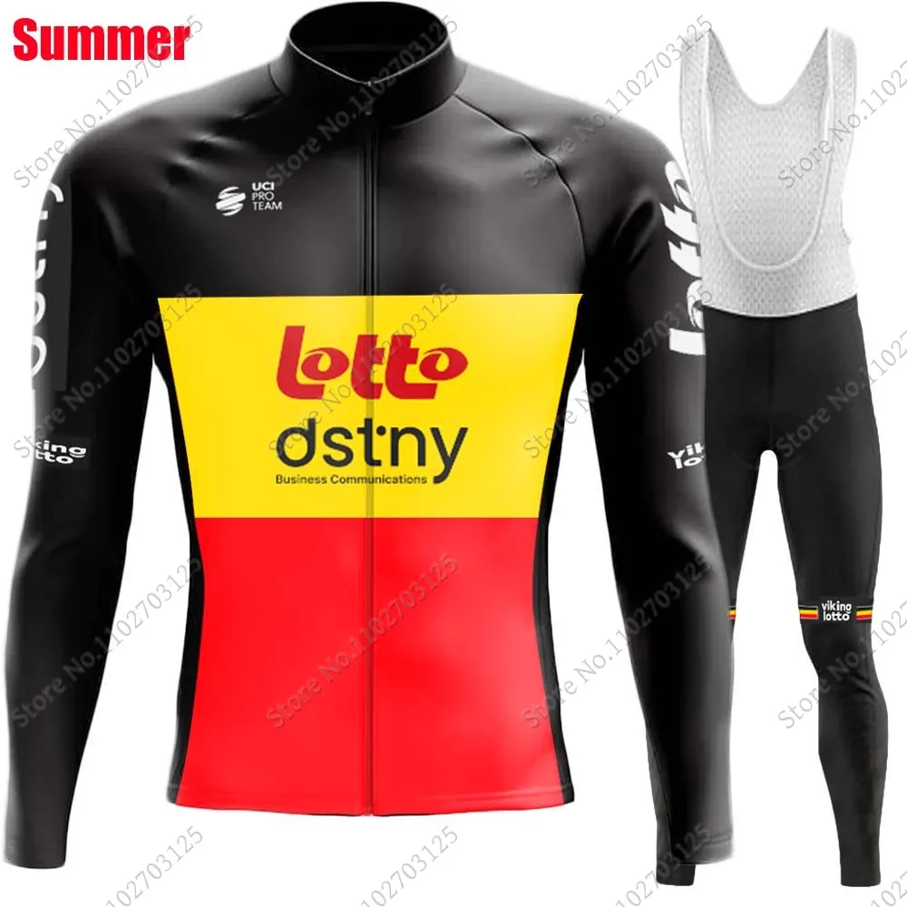 Lotto Dstny 2024 Cycling Jersey Set Belgium Long Sleeve Summer Clothing Road Pants Bib Bike Suit MTB Maillot Ropa