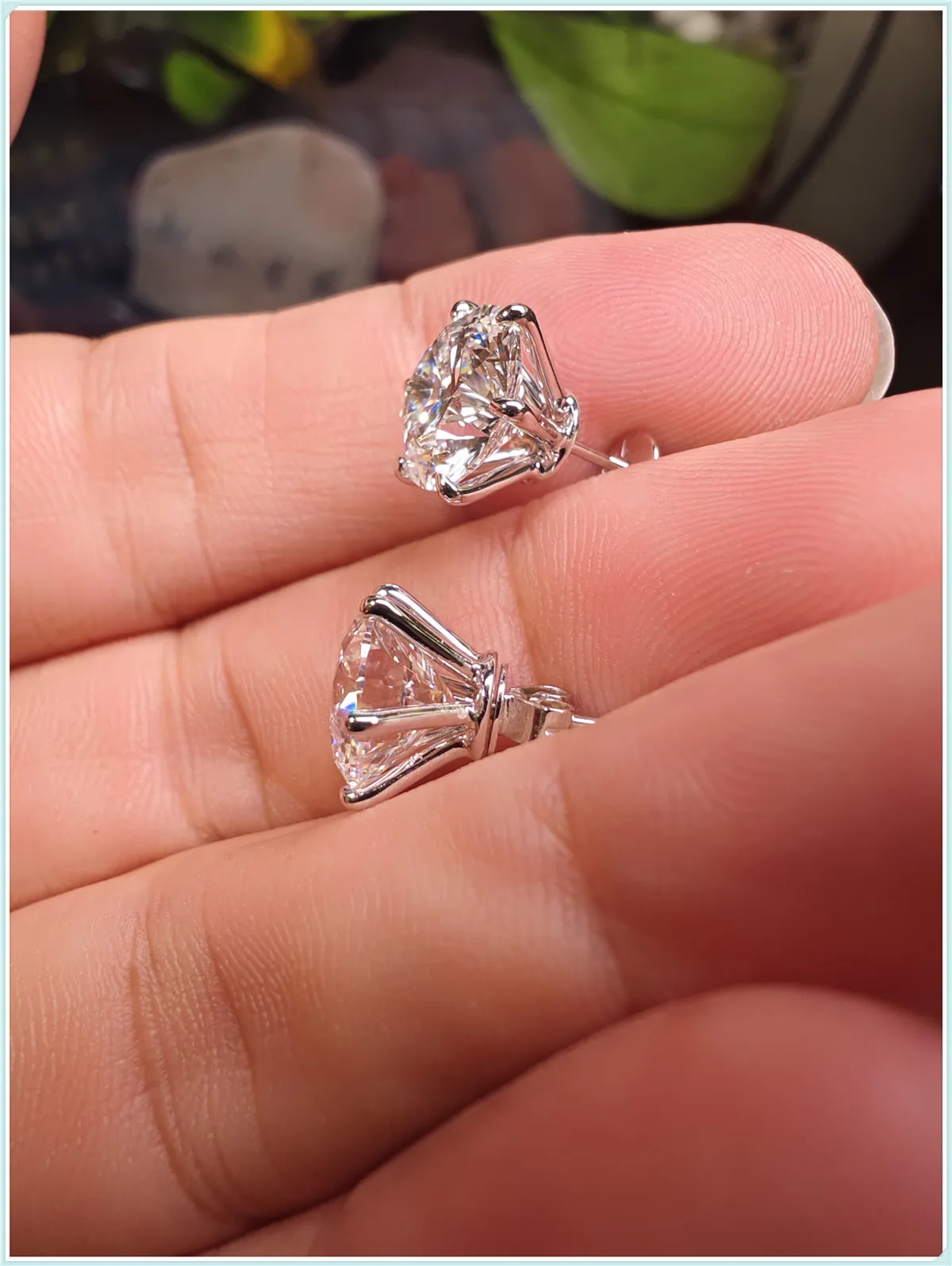 

18K solid real gold 6 claw crown diamond earrings 3CT E VS1 IGI Laboratory grown diamond platinum custom 14K gold wholesale