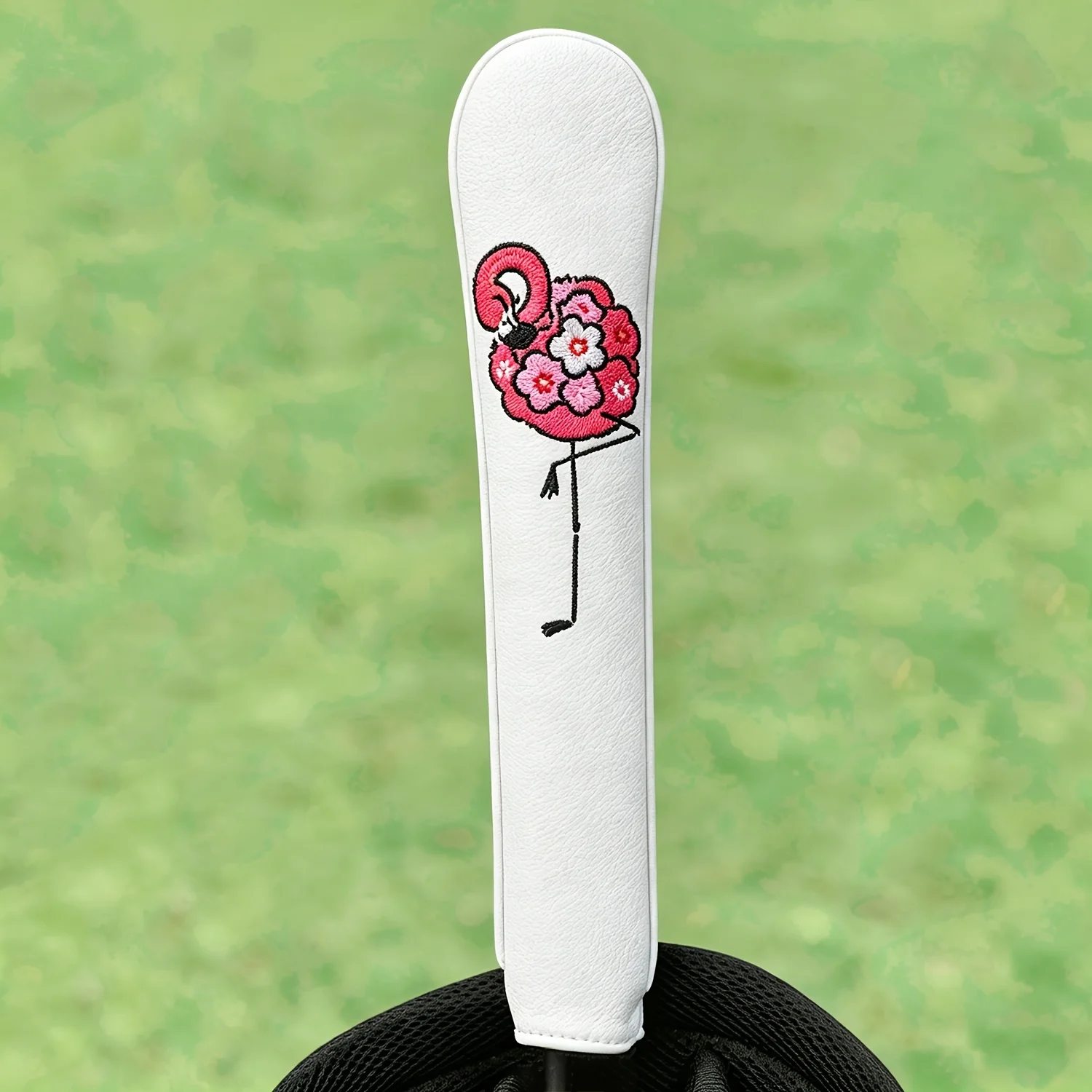 1pc Flamingo Embroidered Golf Directional Alignment Stick Headcover, Premium PU Material, Practical Golf Training Accessory