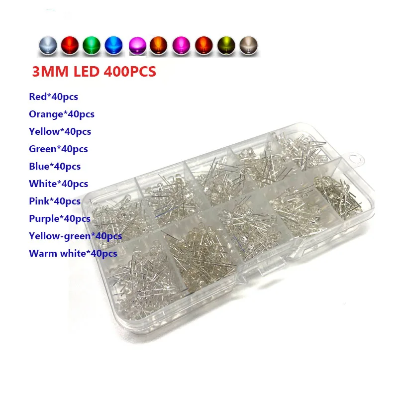 LED 3mm 5mm Kit DIP Light Emitting Diode 10Colors DIY Electronic Components Kit LED Beads Red Pink Purple Support customization