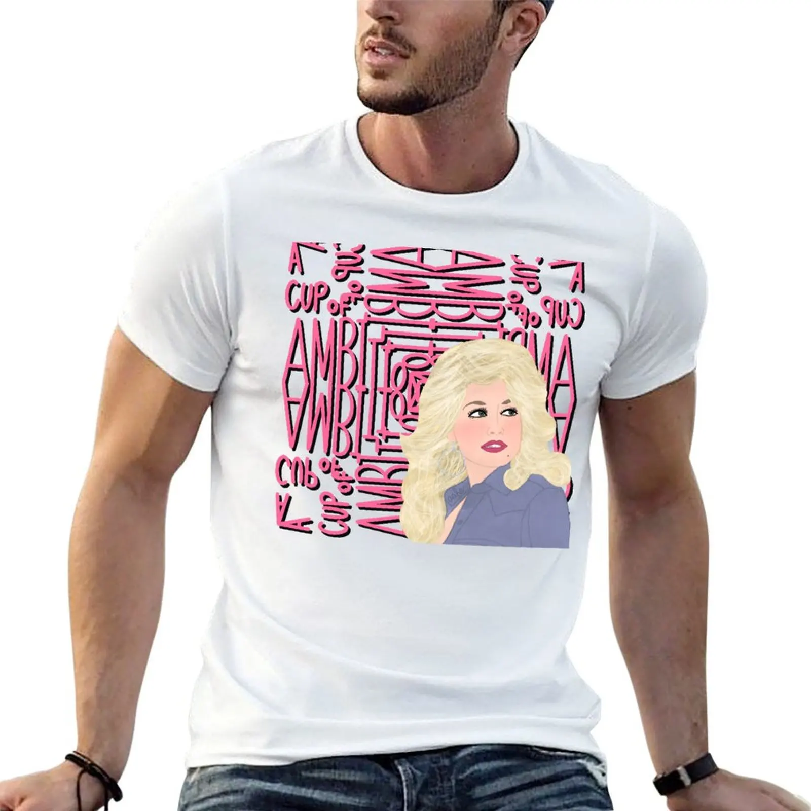 T-shirt Young Dolly & A Cup of Ambition, T-shirt tendance avec impression artistique