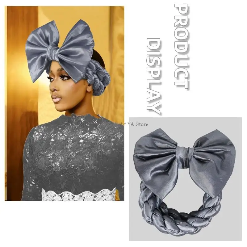 

Cultural African Bowknot Hairband Elegant Satined Braided Hair Bobbles Scrunchy