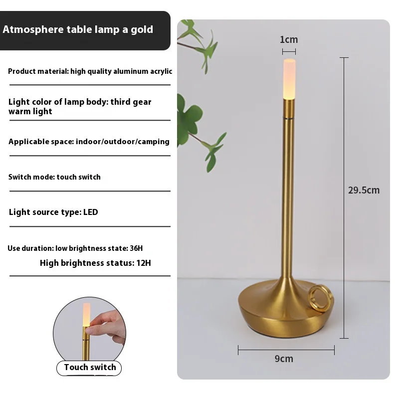 Touch LED Candlelight Camper Table Lamp Rechargeable Camper Waterproof Warm Light Candle Lamp Dinner Atmosphere Desk Lamp Hot