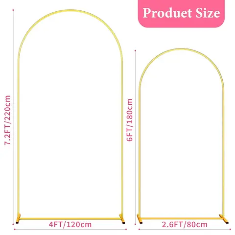 Metal Gold Wedding Arch Stand 1PCS 3.9FT 5.9FT 7.2FT Wedding Arch Frame Backdrop Ceremony Birthday Party Baby Shower Decorations