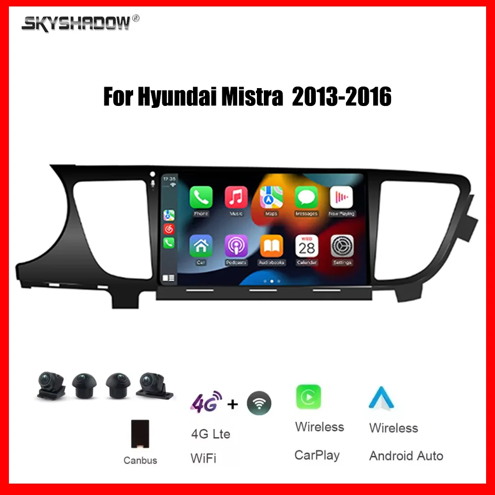 

10.1" CarPlay Android 14.0 Car Multimedia Player 8 Core 12G+256G GPS Navigation WIFI Bluetooth RDS For Hyundai Mistra 2013-2016