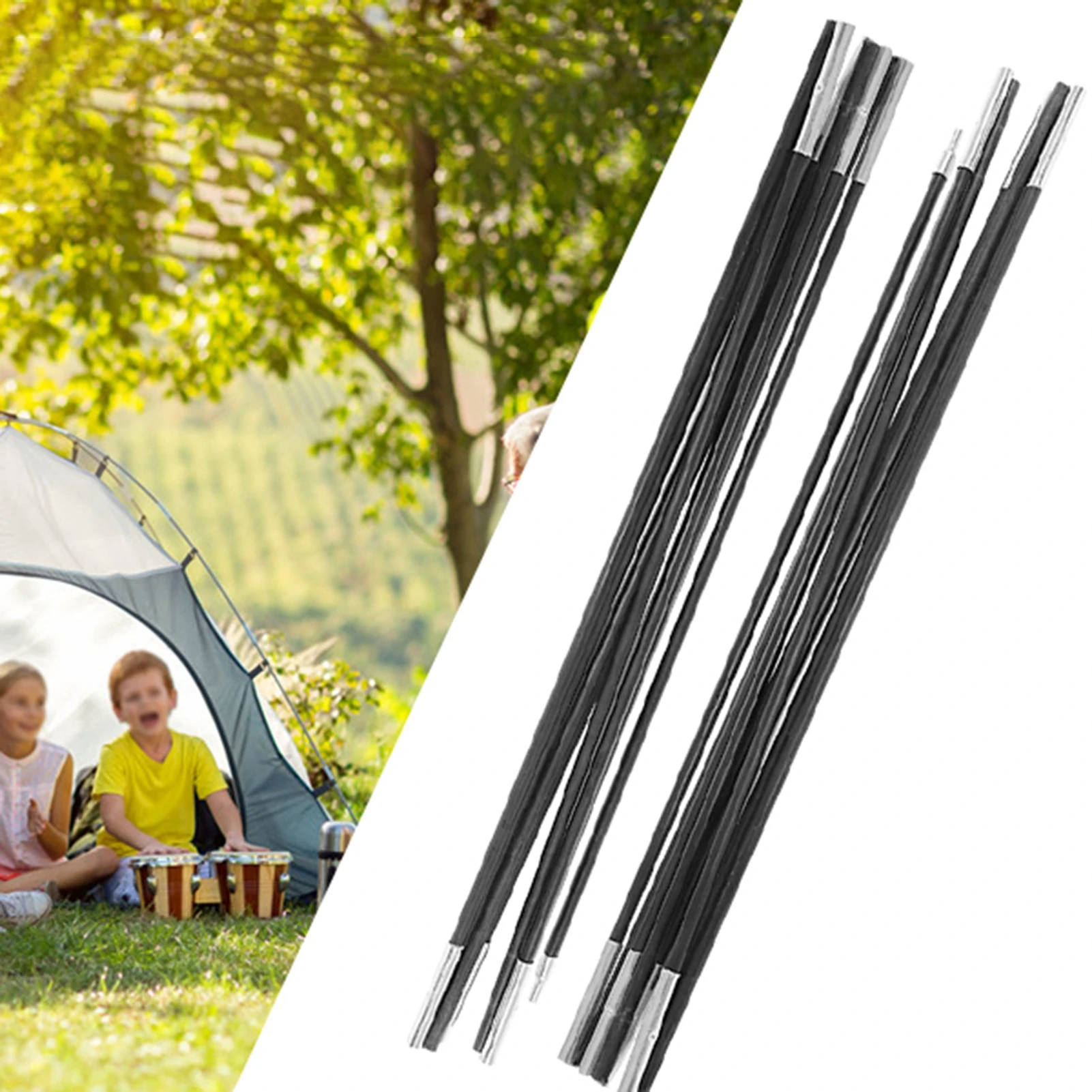 4.9m Fiberglass Camping Tent Pole Bars Outdoor Support Rods Awning Frames Kit Multi Sections Foldable Tent Pole