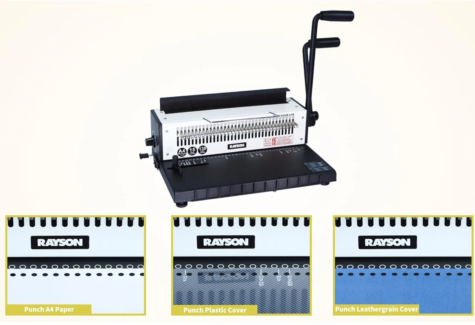 A4 Size Calendar Note Book Binding Machine, Round Holes, 3:1 Pitch Wire-O Binder Punch 15 Sheets/Bind 130 Sheets