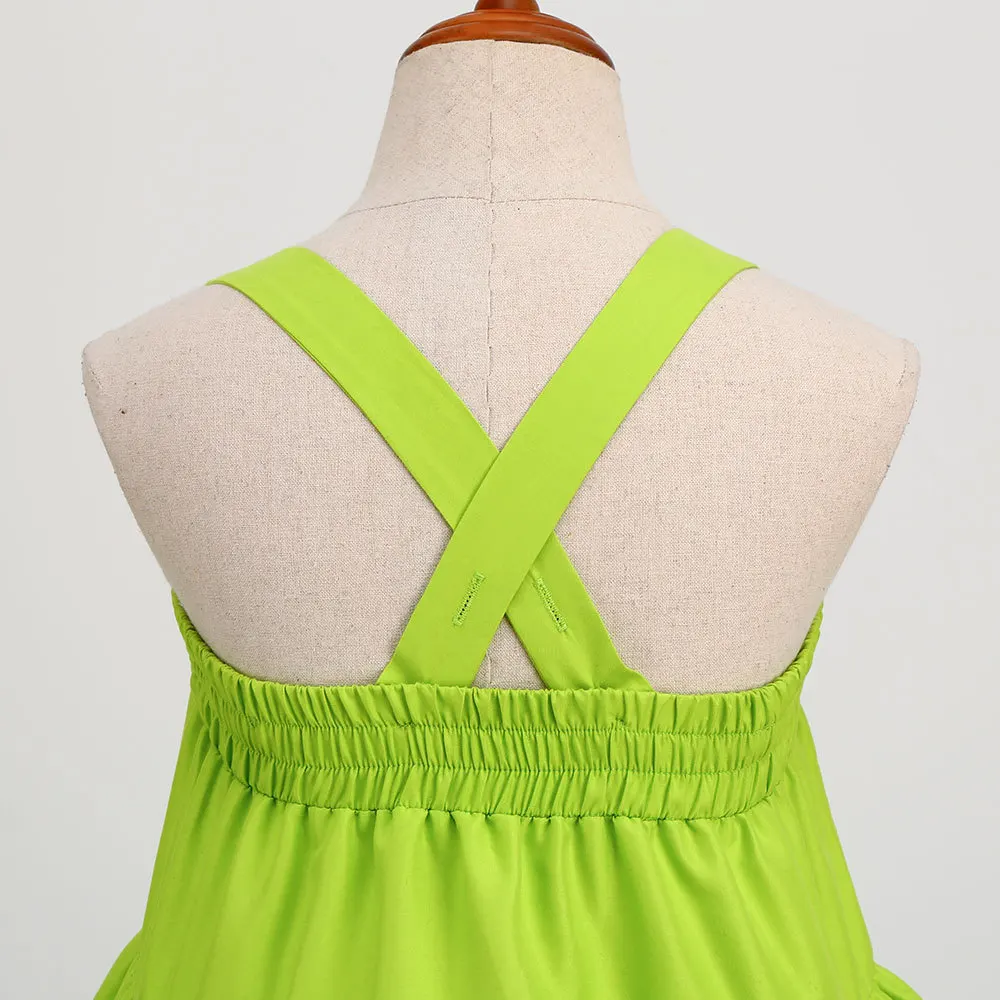 Luxury Kids Green Fairy Elf Girls Outfit Halloween Cosplay Tinker Bell Themed Party Children's Costume Christmas Toddler Clothes