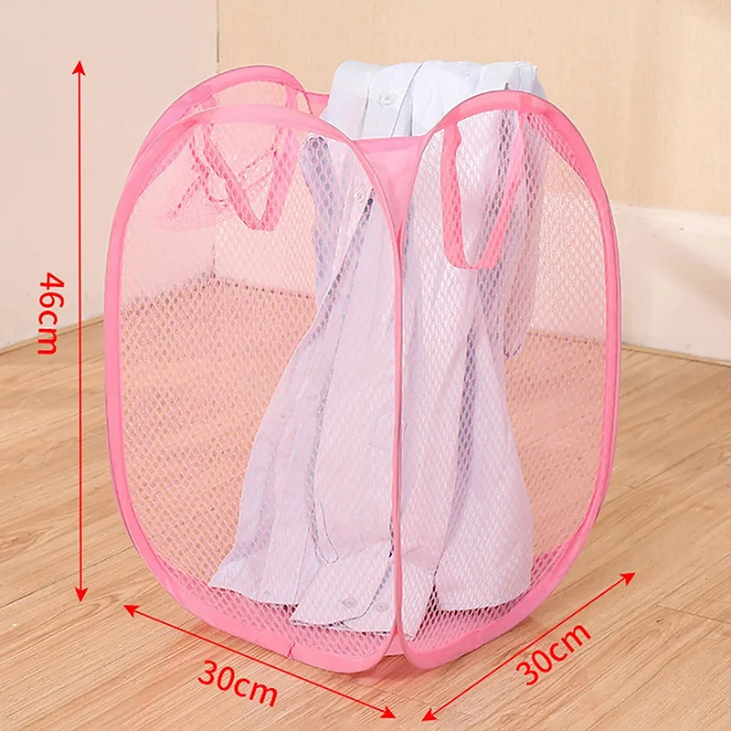 Folding Dirty Clothes Laundry Sorting Basket Bathroom Mesh Storage Bag Frame Bucket Laundry Organizers Storage Pouch