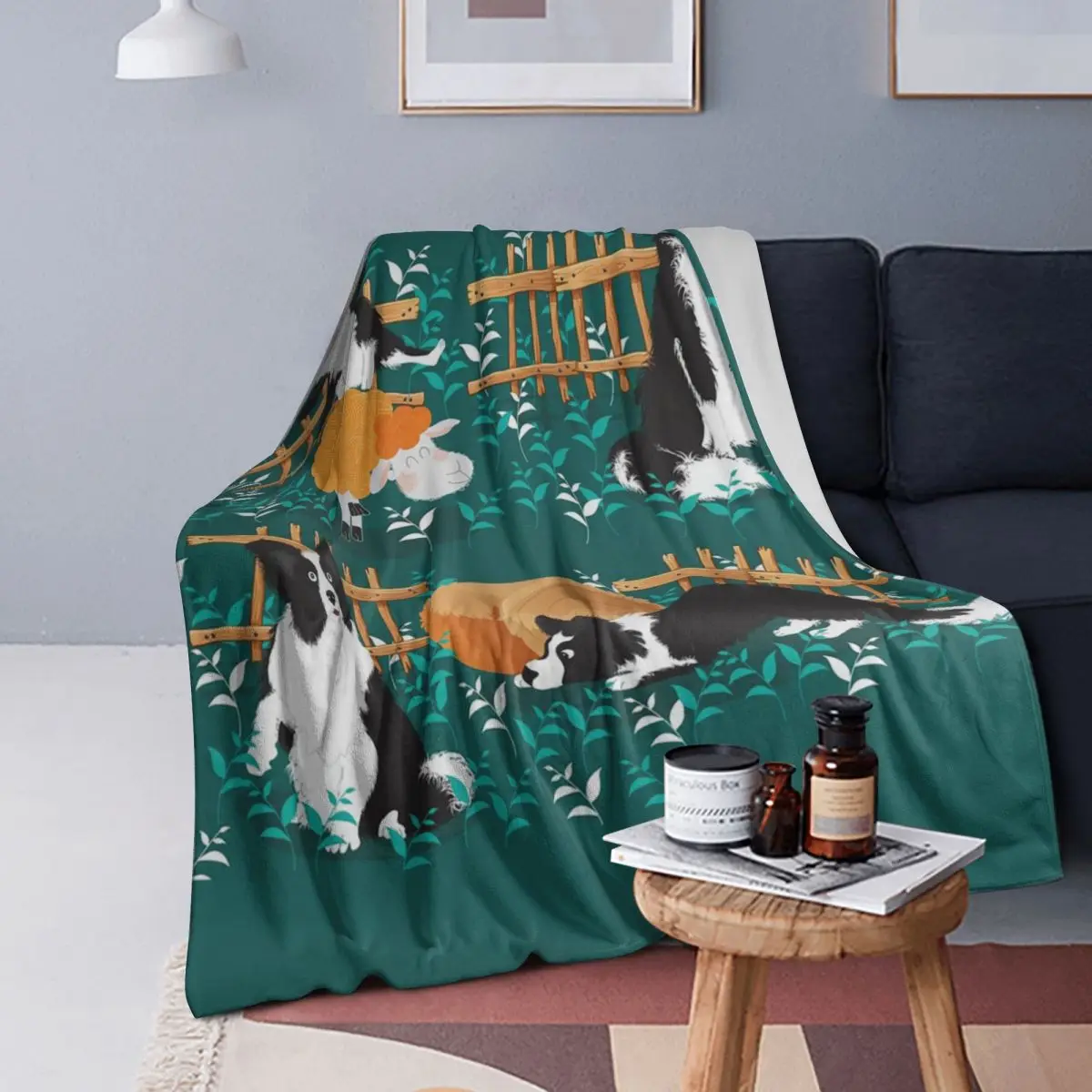 

Бордер-колли играет с овечьими одеялами, мягкое теплое фланелевое одеяло, плюшевое одеяло для кровати, гостиной, пикника, путешествий, домашнего дивана