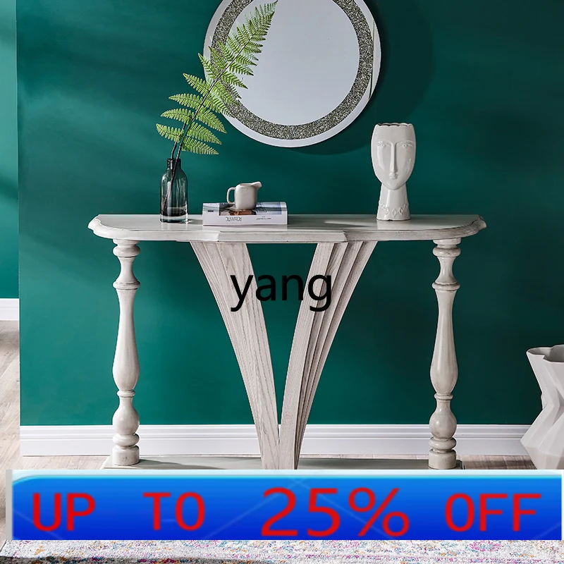 

Lh light luxury entrance entrance table art solid wood semi-round table