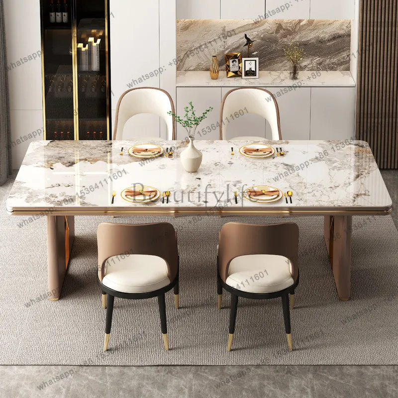 

Luxury Sintered Stone Dining Table Modern Minimalist Rectangular Dining Table for Small Apartment High-End Home Furniture
