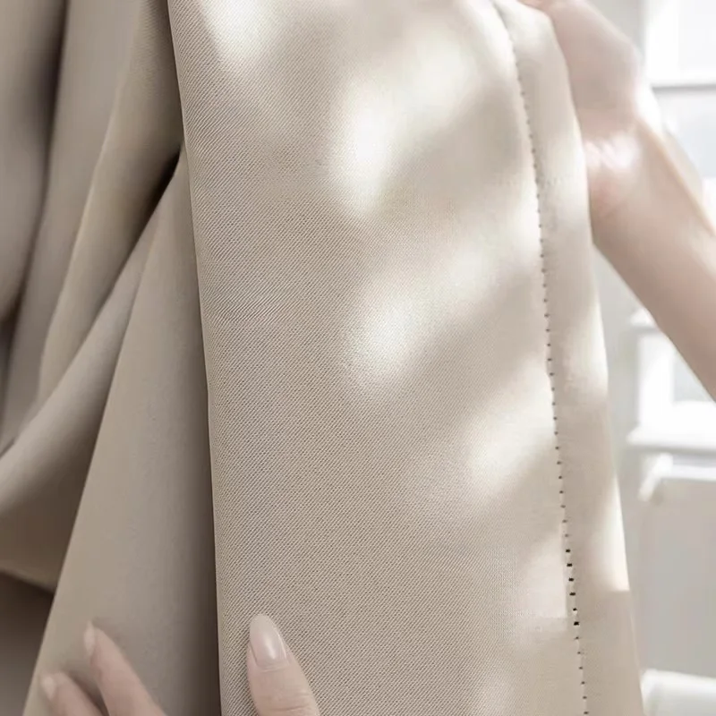 1Pcs Minimalist Beige Thickened Blackout Curtains | Silky Smooth Fabric, Full Blackout, Peaceful Sleep