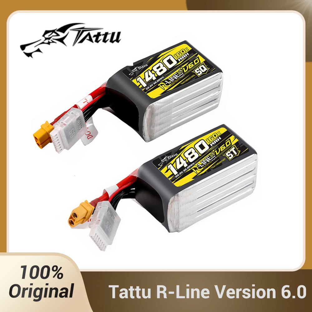 Tattu R-Line 6.0 1480mAh 6S Lipo Battery 160C 22.2V ST SQ  XT60 Plug For Racing Drone RC Helicopter Quadcopter FPV