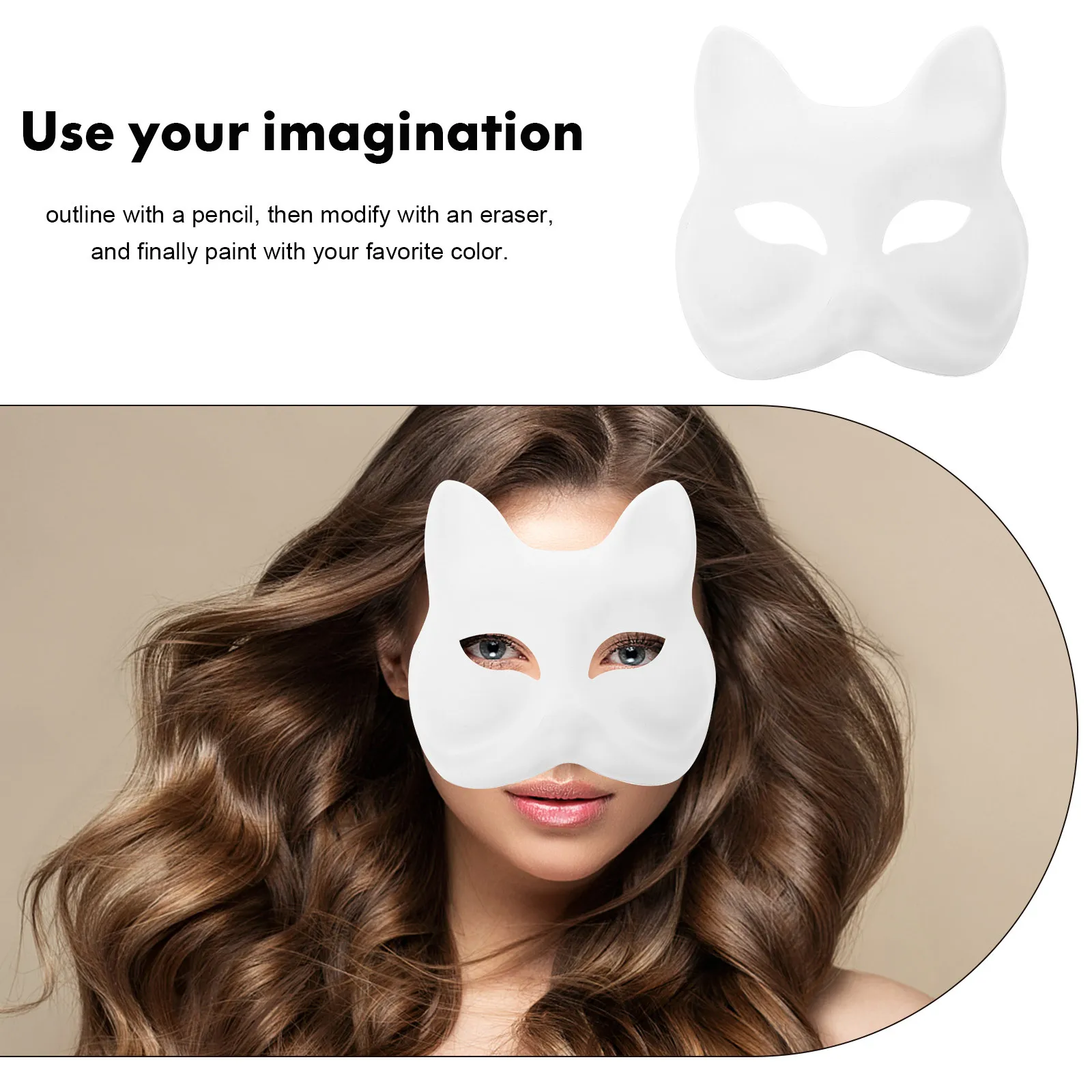 

12Pcs Fox Mask Japanese Half Blank DIY Masks for Cosplay Party Halloween Stage Performance Animal Masquerade Supplies