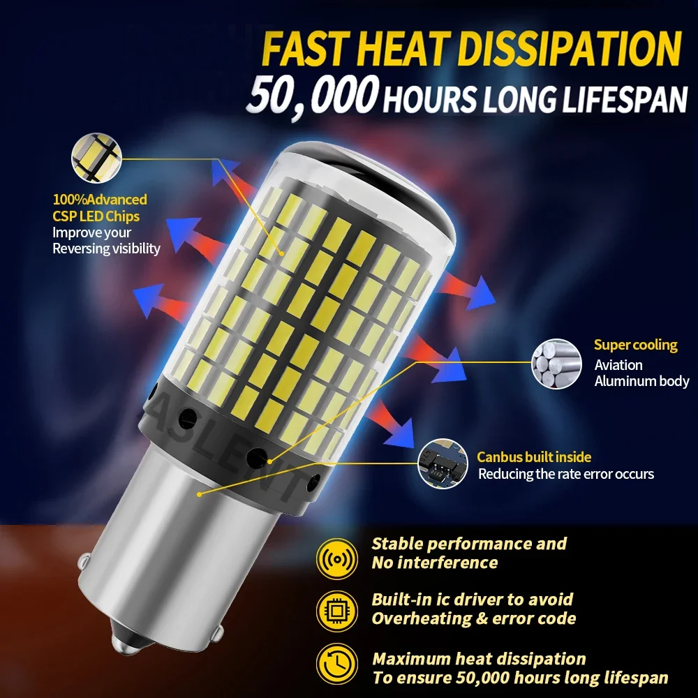 2PCS T20 7440 W21W 7443 W21/5W 3157 T25 1156 BA15S P21W BAU15S PY21W 1157 P21/5W BAY15D 144smd Lampu LED Sinyal Belok 12V