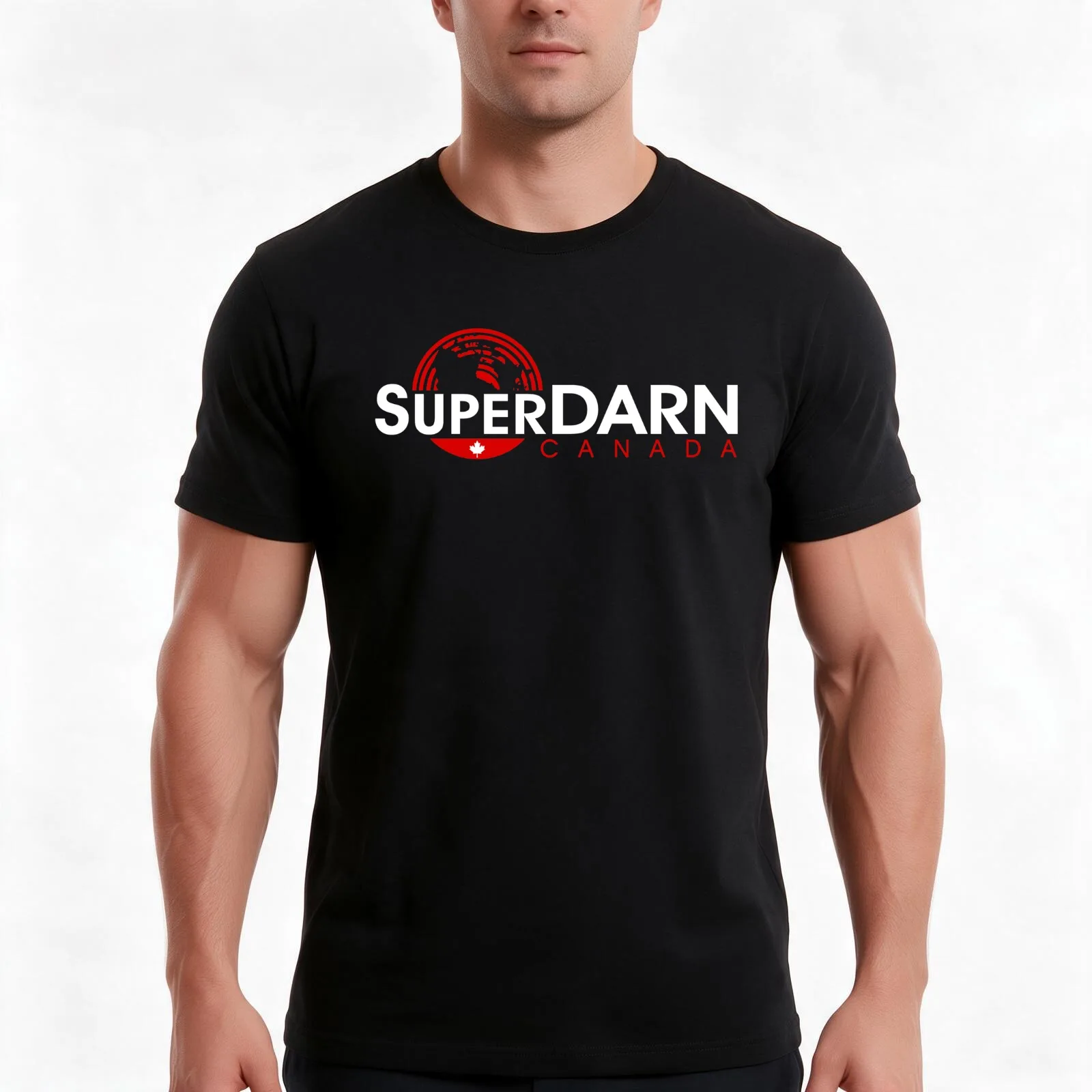 SuperDARN Canada Dark Colors Horizontal Logo T-Shirt, Summer Casual Cotton Tee, Oversized Streetwear Tops, Vintage Graphic Print