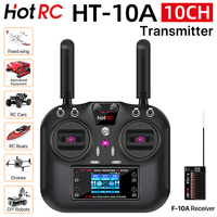 HOTRC HT-10A RC Transmitter 10CH 2.4G 1.7Inch Screen With F-10A Receiver For Model Airplanes RC Boats Car Drones DIY Robots