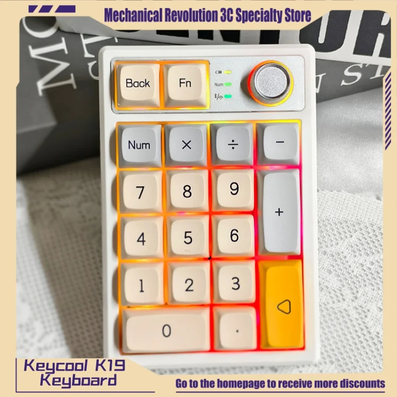 Keycool K19 Tri-Mode Wireless 19 Key Mechanical Digital Keyboard Multimedia Knob 2.4g Bluetooth Usb Connection Laptop Keyboard