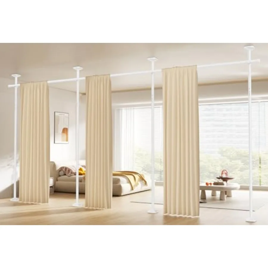 

Room Divider Curtain Rod No Drilling Wall Divider for Room Separation 4-10ft H (W) Adjustable Heavy Duty Partition Space Separa