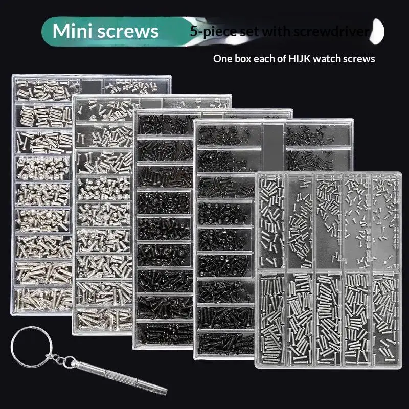 (YY)2025 1 مجموعة ساعة المسمار صندوق 18 أنواع مسامير عدة صغيرة شقة مسمار لولبي الرأس لأجهزة الكمبيوتر المحمول هاتف لوحي عدسة الكاميرا إصلاح الملحقات