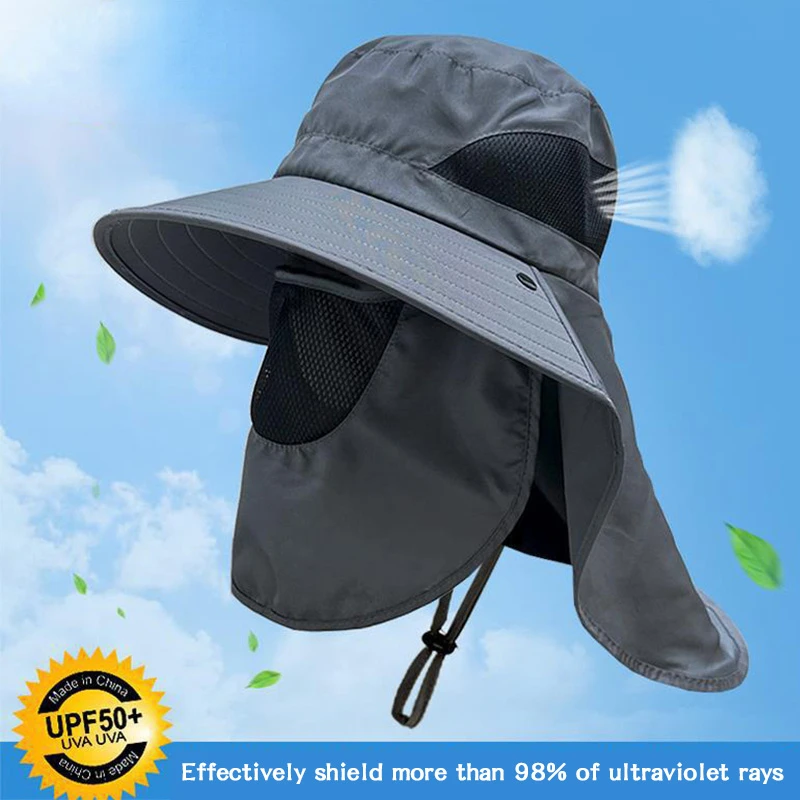 

Summer Wide Brim Sun Hat UV Protection Bucket Cap Outdoor Fishing Hiking Beach Hats Breathable for Hiking Camping Fishing Men