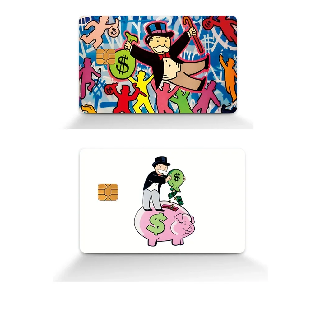 1Pcs Cartoon Luxury Dollar Interesting tycoon Anmie PVC Sticker Film Skin Cover for Credit Card Debit Bank Card Front