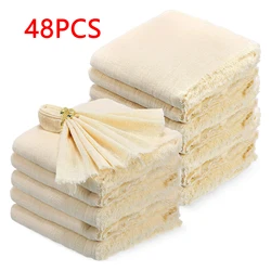 48pcs 32x32cm Wholesale Beige Gauze Cotton Napkin Reusable Tea Towel Wedding Party Christmas Table Decor Retro Burrs napkins