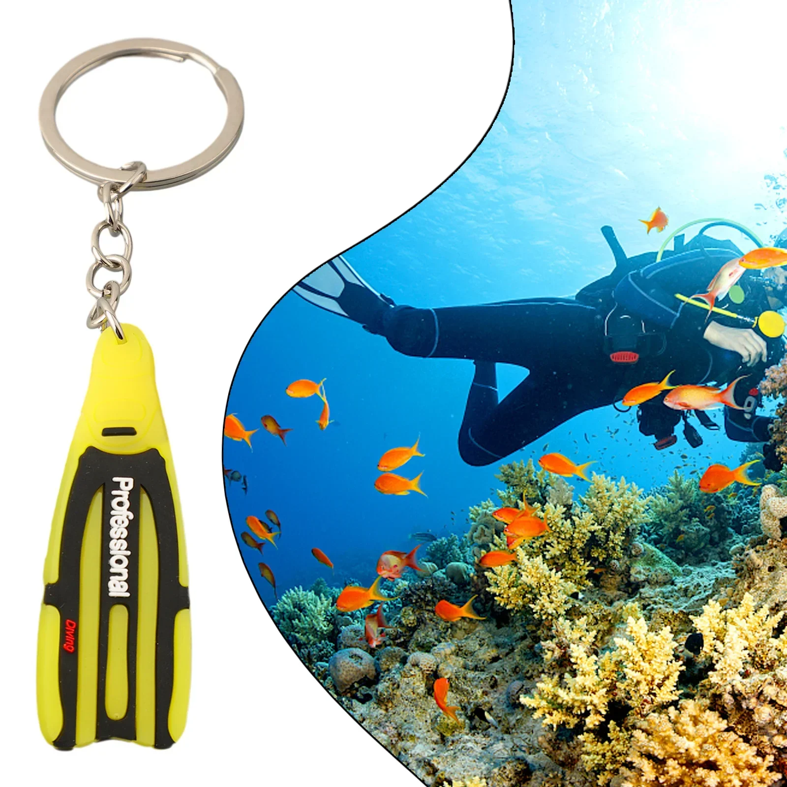 Scuba Diving Fin Key Chain KeyChain Flipper Keyring Diver Diving Gift Ring Holder Keyring Pendant Ornaments Key Chain