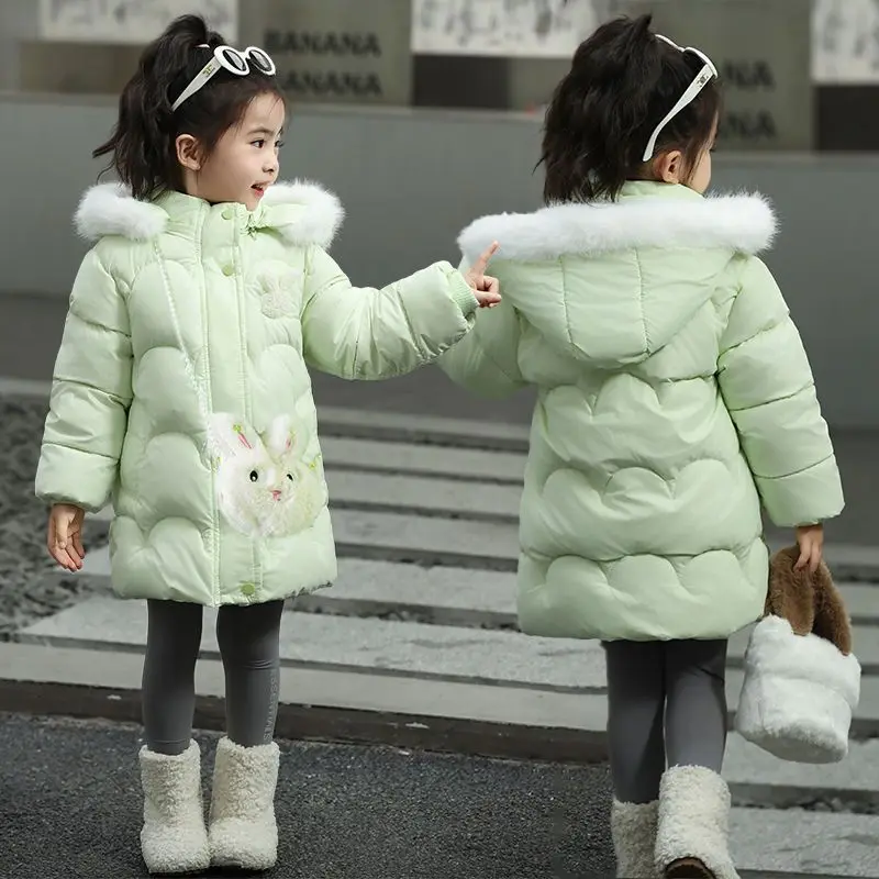 New Girls Down Jacket Winter Coats Children Clothes Hooded Windbreaker Coat For Kids 4 6 8 10 Years Cotton Warm Outerwear