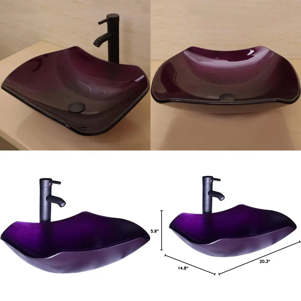 

Tempered Glass Vessel Sink with Oil Rubbed Bronze Drain and Faucet Combo