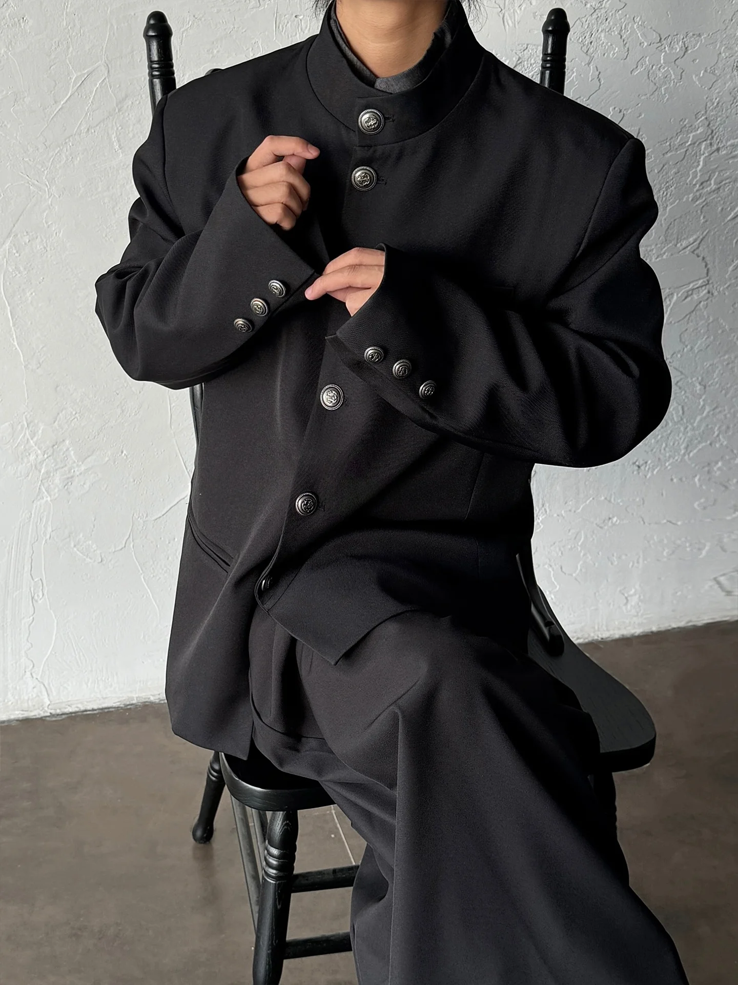 Classic Chinese Style Stand Collar Suit Neutral Style High-End Feeling Zhongshan Coat Western Style Buttoning Classical Natio...