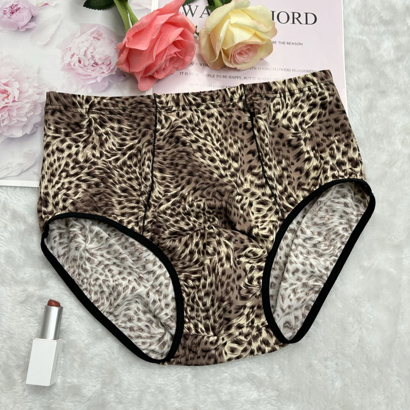 Sexy High waist leopard print elasticity men underwear smooth cotton crotch underpants Men's Briefs