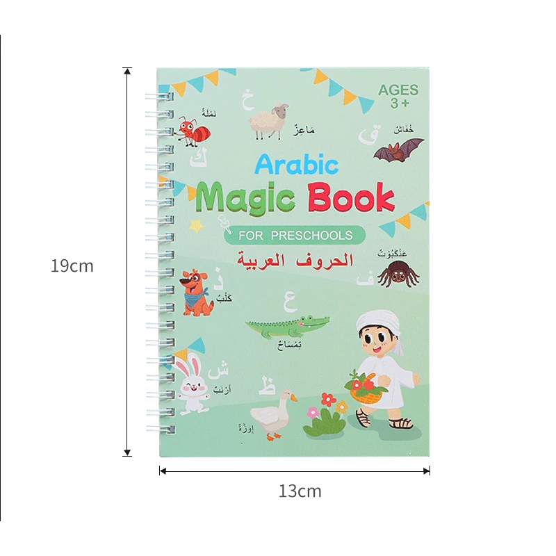 Learning Drawing Copybook Arabic Reusable Alphabet 3D Calligraphy Book Numbers Education for Kids Letter Practice 4 Books/set