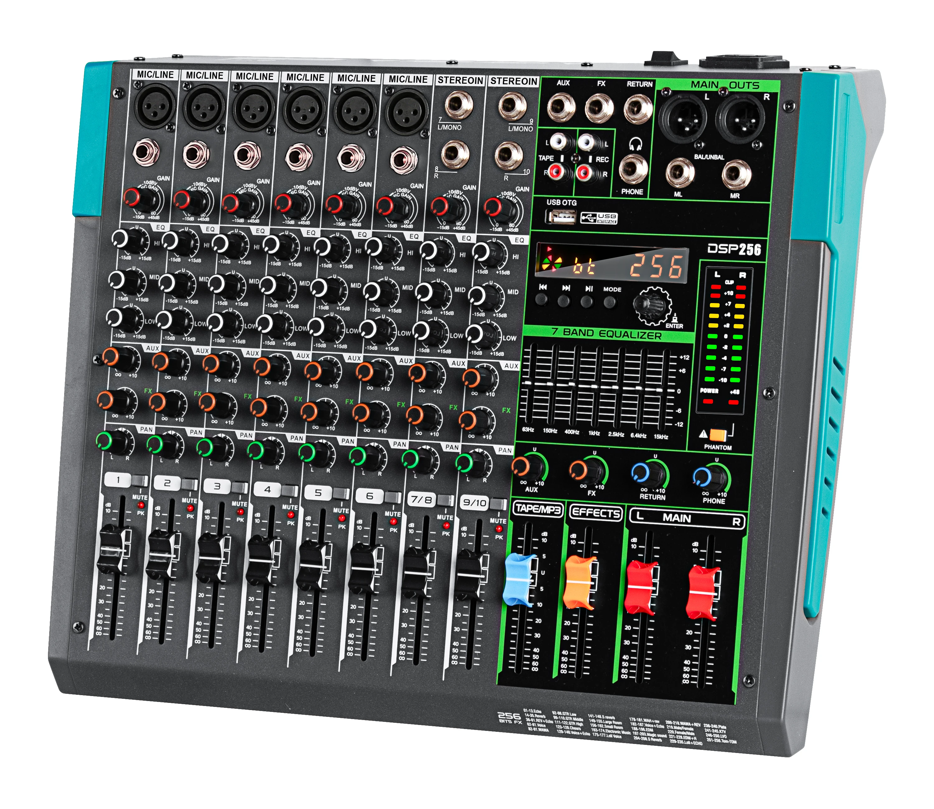 Depusheng PA8 ProfessionellerAudiomixer, Soundboard Konsole,Schreibtischsystem, Schnittstelle, 8-Kanal, Digital USB, Bluetooth
