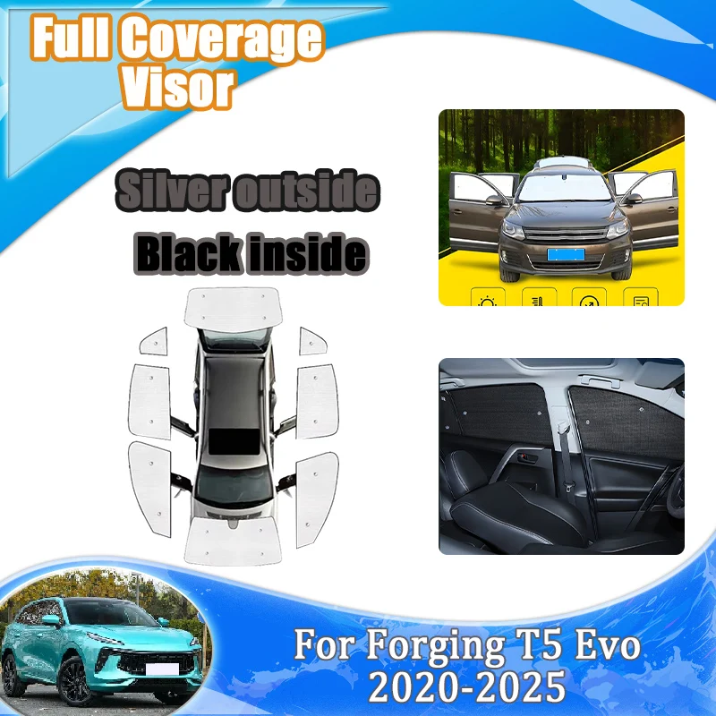 Car For Forging T5 Evo Accessories Leiting Friday EV 2020-2025 Al Foil SunShade Window Cover Auto Aluminium Foil Sun Heat Shield