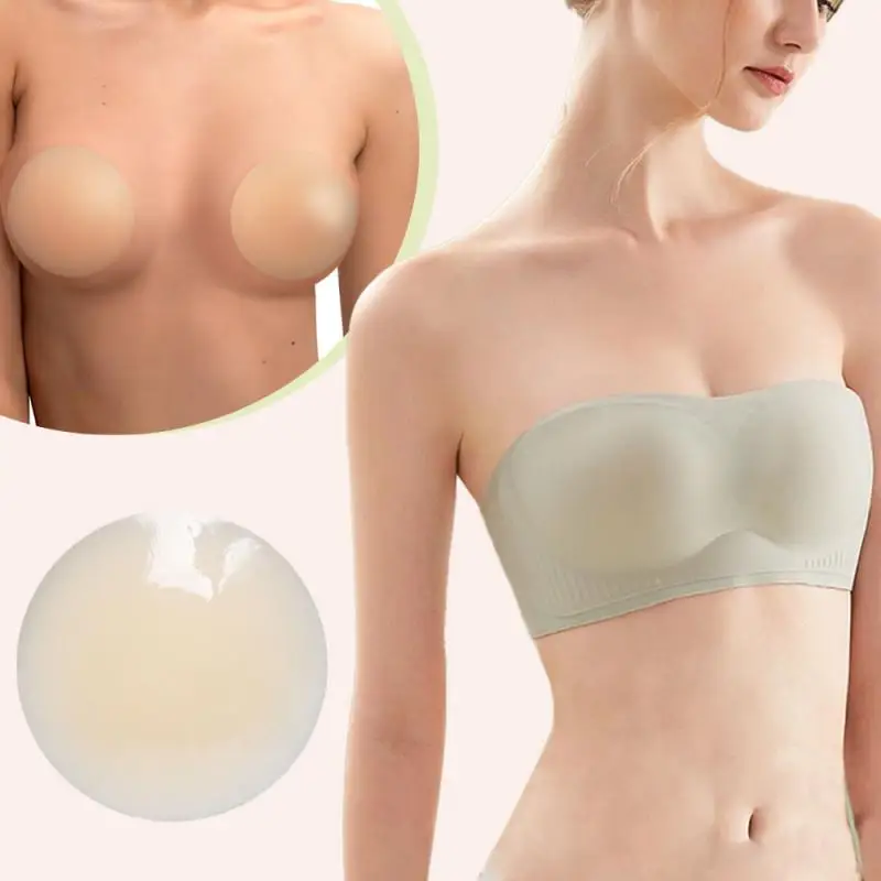 Autocollant Adhésif Rond pour Soutien-Gorge et Poitrine en Silicone, Juste de Protection, avec Boîte