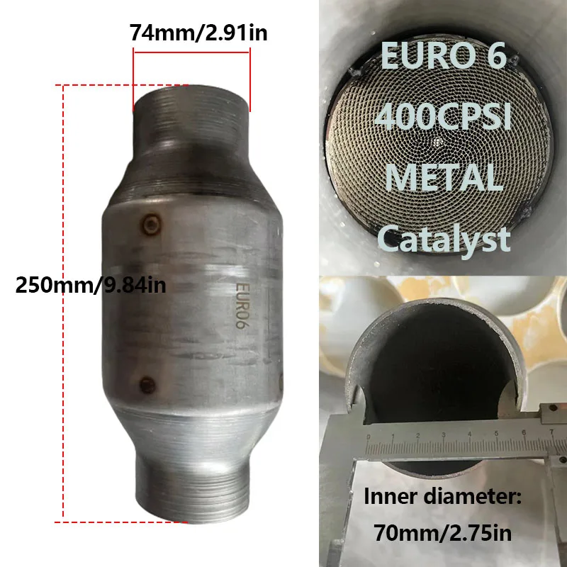 Car Universal Catalytic Converter Euro 6 Katalizator High Flow Catalytic Converter Catalizador 400 Cpsi  Metal Catalytic