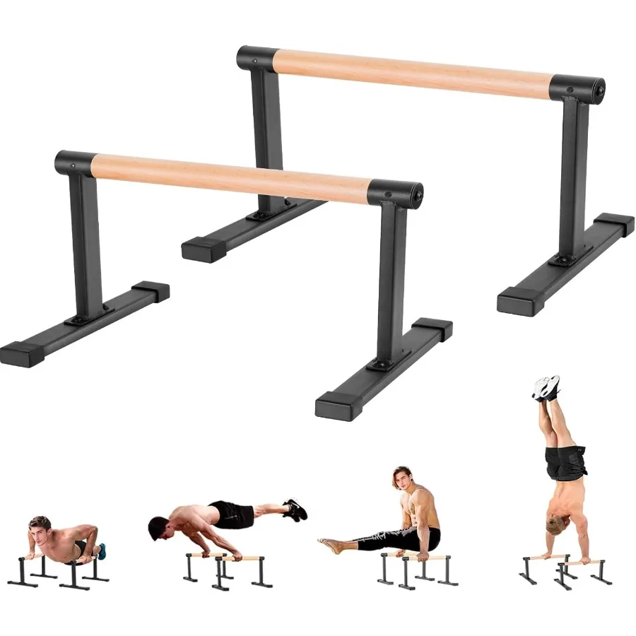 

Wooden Parallel Bars 20 Length 12 Height Dip Bar with Thick Beech Handles for Handstand L-Sit Gymnastics Strength Training Home