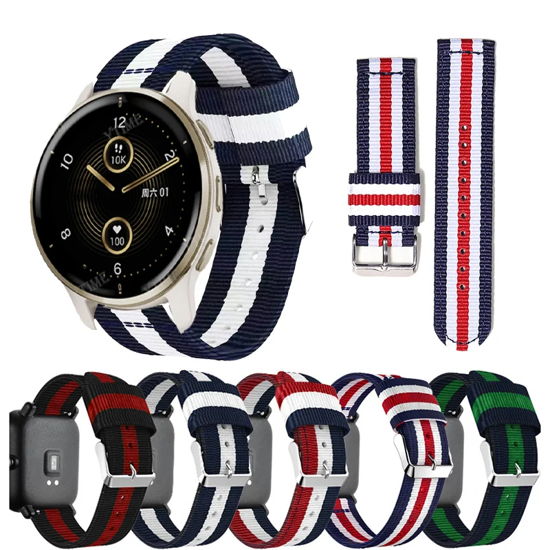 Correa de reloj de 20MM/22MM para Garmin Venu 2 Plus, correas de nailon deportivas para Garmin Venu SQ/Forerunner 245 645 158 55