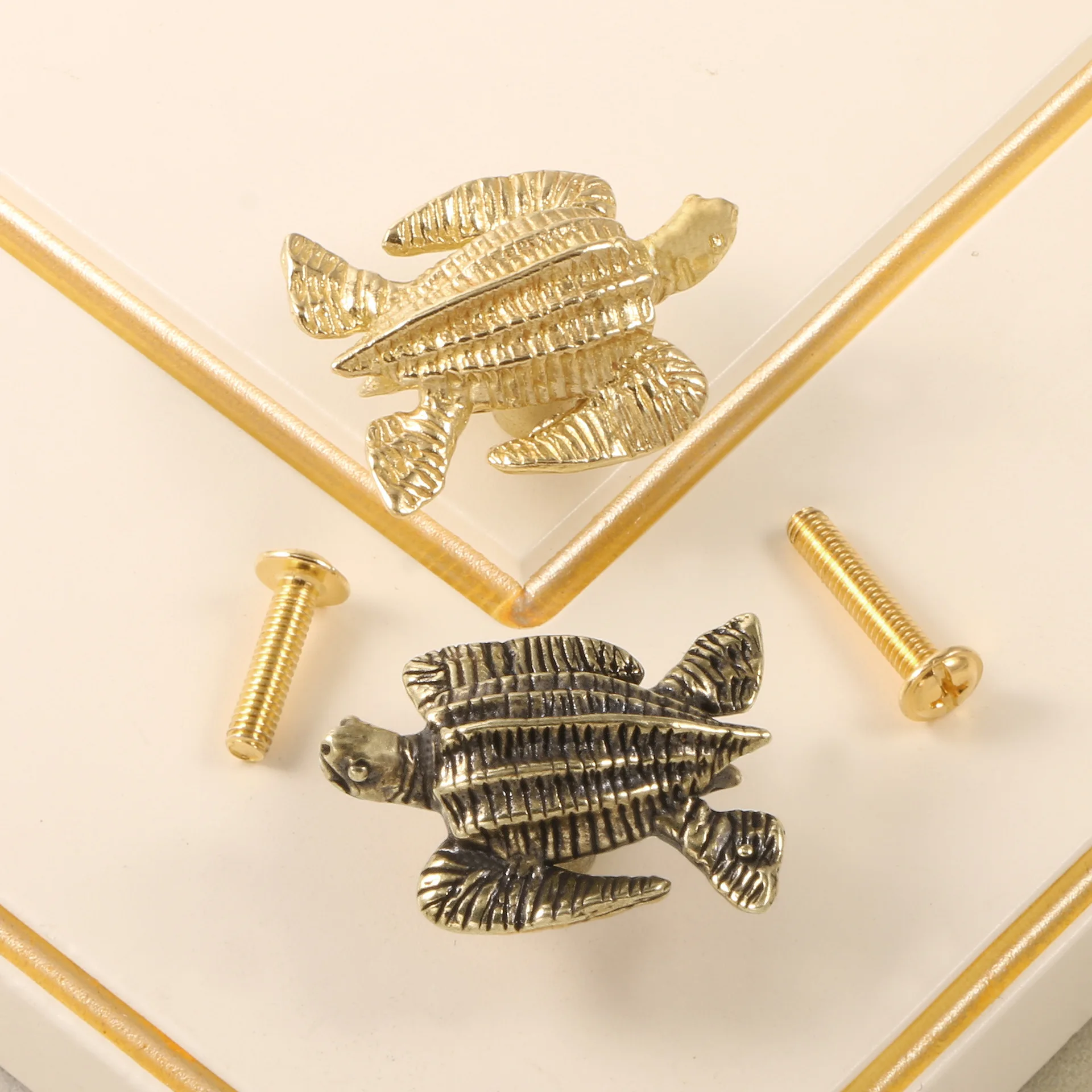 Vintage Sea Turtle Door Handles Cabinet Pulls Door Metal Handle Knobs Brass Knobs Decorative Drawers DIY
