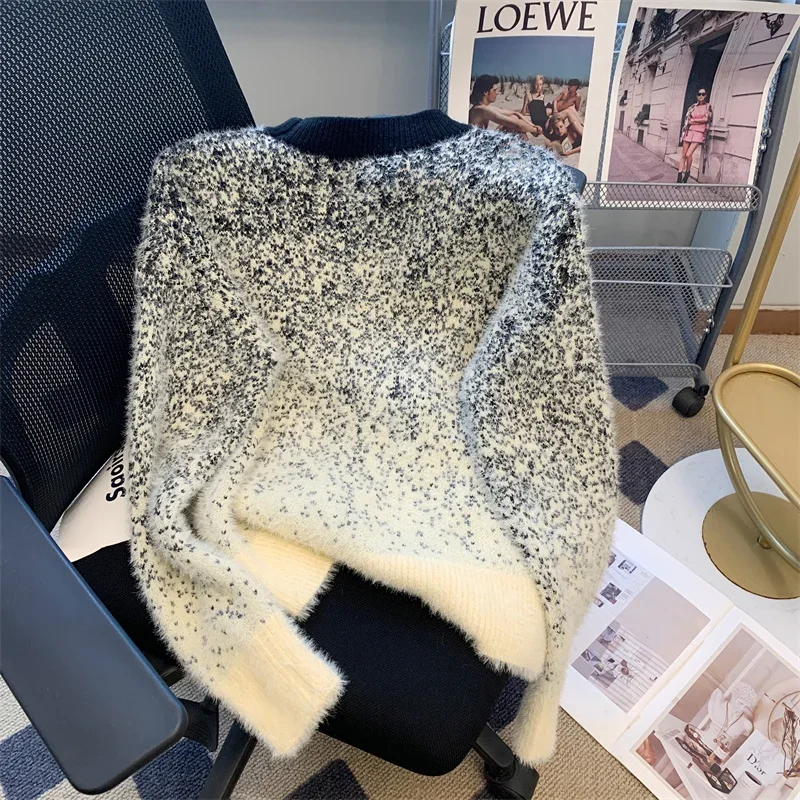 Lettera Diamanti Maglione lavorato a maglia Donna Allentato Casual Manica lunga Moda coreana Nuovo in vestiti Traf Top Tira Femme Autunno Inverno