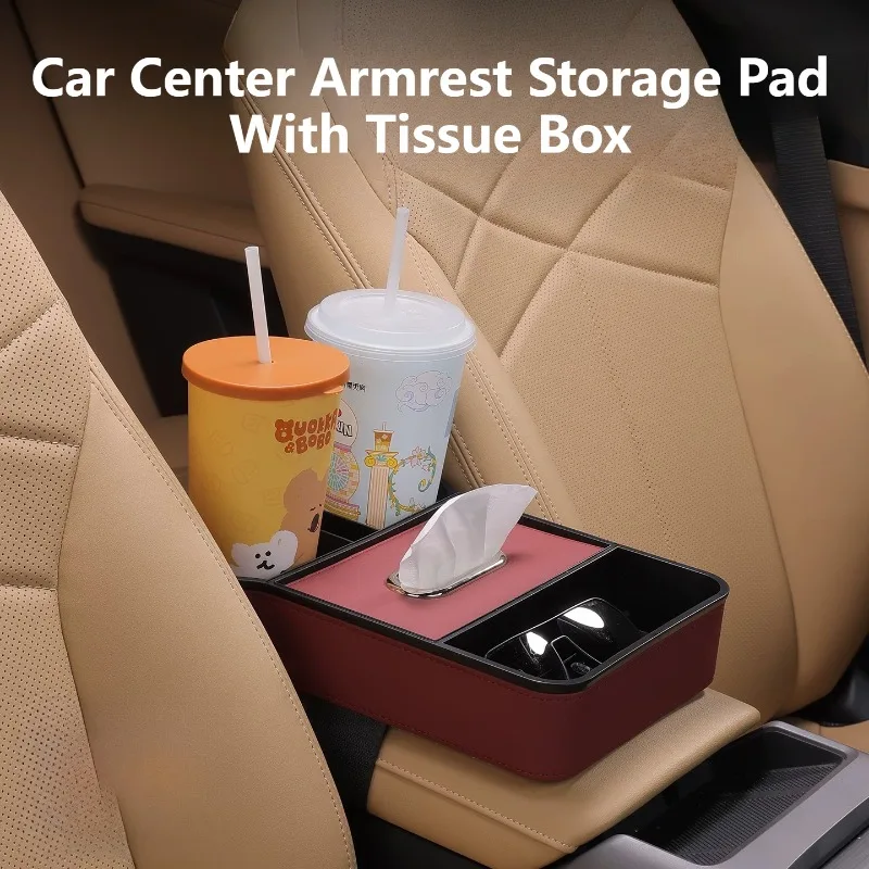For Changan UNI-S/CS55 Plus/X5Plus/CS75 Plus/UNI-V Car Center Armrest Cover Heightening Pad Built-In Tissue Slot Dual Cup Holder